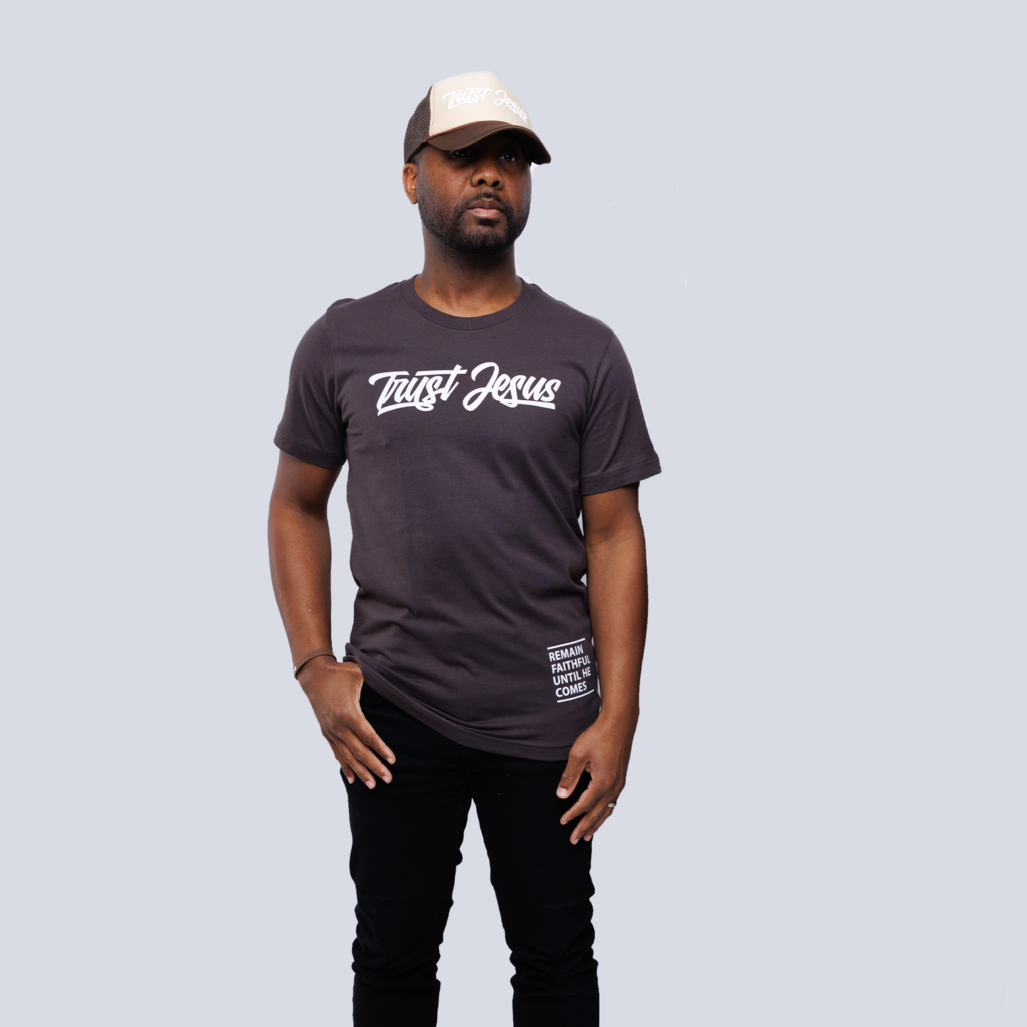 TRUST JESUS BROWN T-SHIRT
