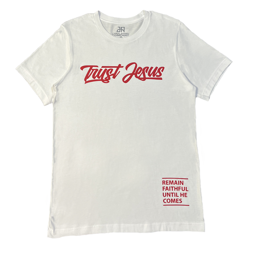 TRUST JESUS - T-SHIRT - WHITE/RED